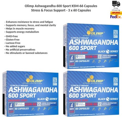 Olimp Sport Ashwagandha 600 Sport Endurance 180 Herbal Supplement Capsules