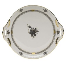 Herend Cake Plate Chinese Bouquet Black NEW