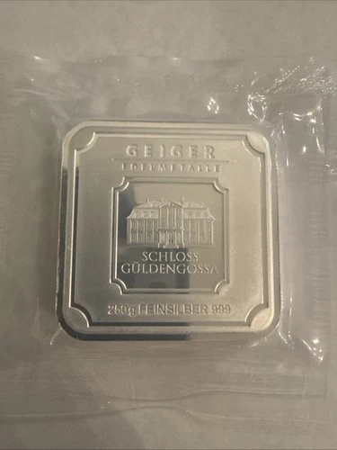 GEIGER 250 Grams FEINSILBER 999 - AG .999 Germany  Silver SQUARE Bar.  #AV517850