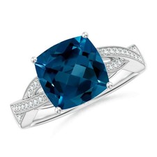 London Blue Topaz Gemstone Solitaire with Accents Ring Jewelry 925 Silver