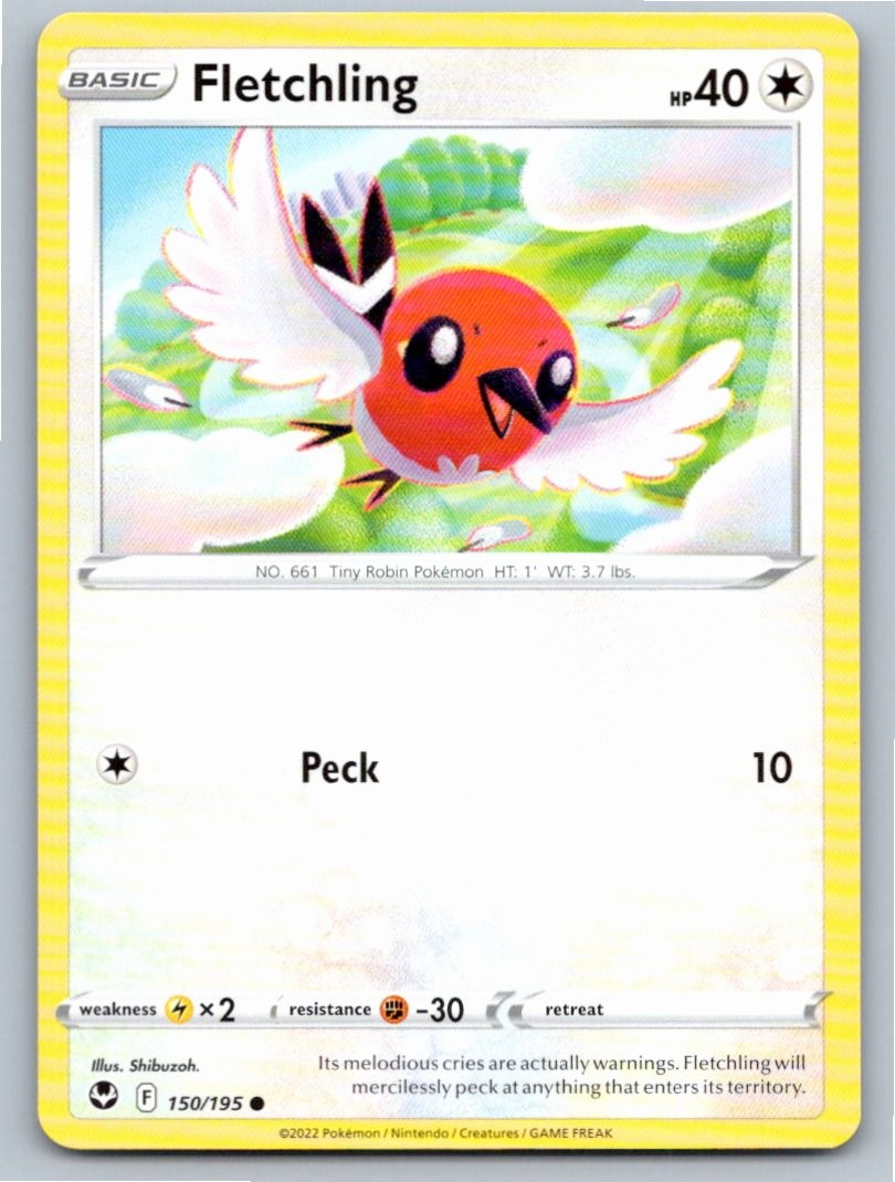 2022 POKEMON FLETCHLING SILVER TEMPEST 150/195 COMMON NM B239 FREE S&H