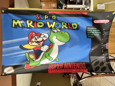 Super Mario World 5' Flag Super Nintendo Entertainment System SNES 1991
