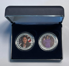The Danbury Mint Kamala Harris Two Coins  1oz  .999 Fine Silver Set in Box