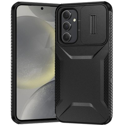 For Samsung S25+/S24+ Case Rugged Side Grip Sliding Rear Lens + Tempered Glass
