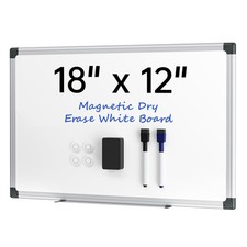 VUSIGN 18" x 12" Small Magnetic Whiteboard for Wall, Dry Erase Board with Silver