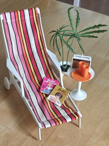 VTG Barbie 1963 Go Together Furnitune Chaise Lounge Patio Chair Set MCM Diorama