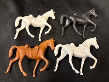 Lot of 4 Vintage 1950-1960s 3" Hard Plastic Toy Horses with Saddle Great Con.