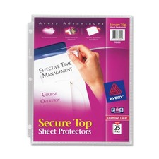 Avery Secure Top Load Sheet Protector - Letter 8.50" X 11" - 3 X Holes -
