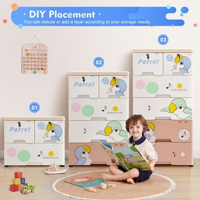 6-Drawer Plastic Dresser Chests of Drawers Socks Underware Storage Organizer