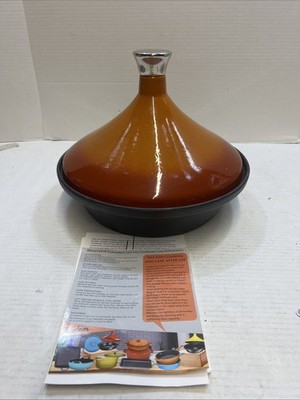 Bruntmor Enameled Cast Iron Tagine 2.5 Qt Burnt Orange & Black