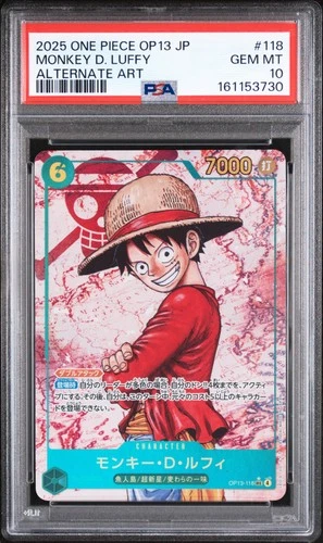 2025 ONE PIECE JAPANESE OP13-CARRYING ON HIS WILL #118 MONKEY D. LUFFY PSA 10
