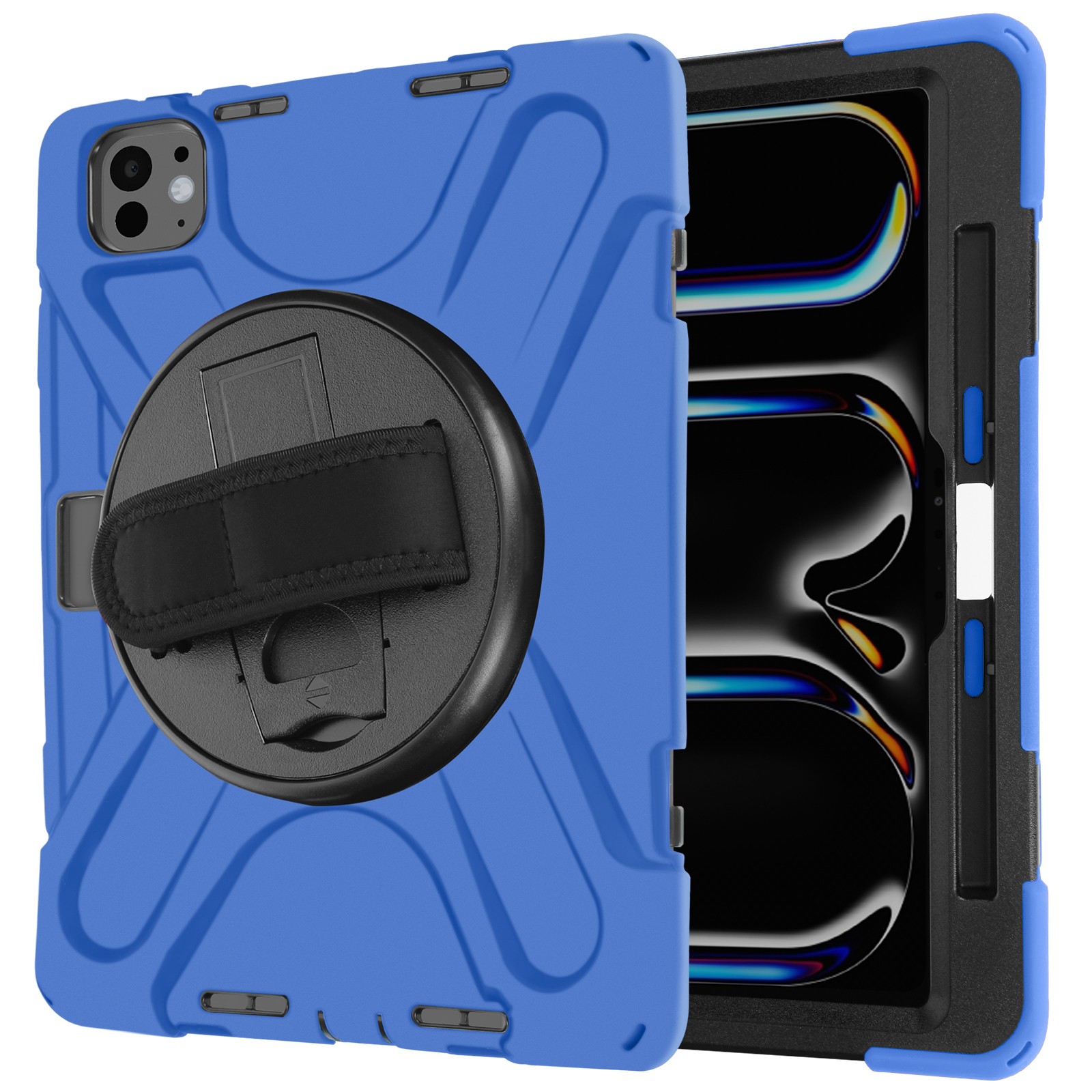 Coque de protection iPad Pro 11 2024 anti-chute bleue avec poignée