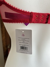 Agent Provocateur L&rsquo;Agent Red Lace Underwire Bra 32D Sheer Grace Bow Detail NWT