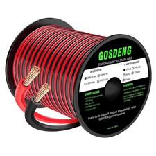 12 Gauge Wire 100FT, 2 Conductor Electrical Cable - Red and Black, Low Voltage