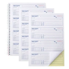 Professional Money and Rent Receipt Book Two Part Carbonless Copy Spiral Boun...