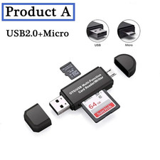 Micro USB OTG to USB 2.0 Adapter Sd/Micro SD Card Reader with Standard USB Male