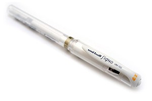 Gold Silver White 3 x Signo Gel Impact by Uni-Ball Premium Broad Roller Ball