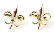 Fleur De Lis Formal Mardi Gras Tuxedo Cuff Links- Made in USA, Color Gold