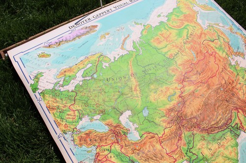 1967 Vintage Denoyer Geppert Visual Relief Asia Pull Down School Classroom Map - Picture 8 of 9