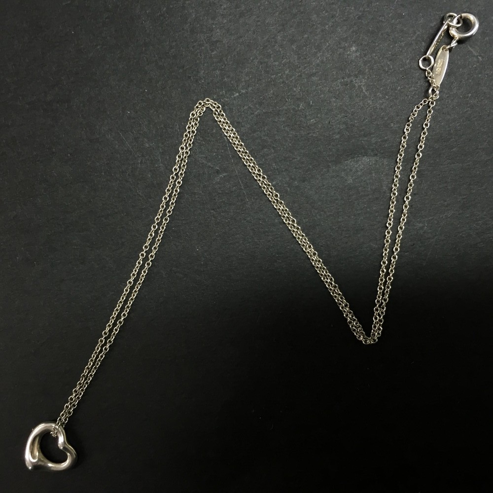 TIFFANY&CO. Silver 925 Elsa Peretti Open Heart Pendant Necklace/3AF0241