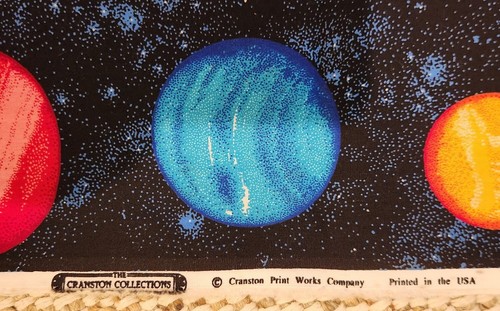 Cranston Collection Outer Space Solar System Black Cotton Fabric 48" x 44" NEW - Picture 5 of 6