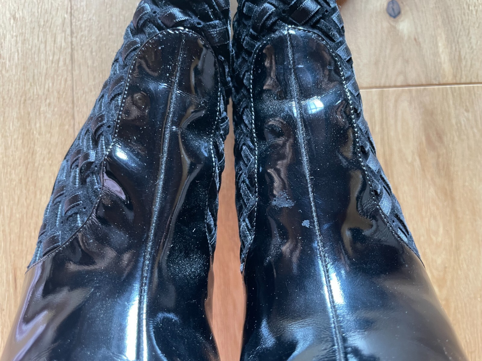 Wow factor!!  Vintage Versace woven boots!  Sz. 40 image 6