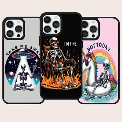 HANDYHÜLLE SKELETT LUSTIGER DRUCK GOTHIC FÜR IPHONE SAMSUNG GOOGLE PIXEL