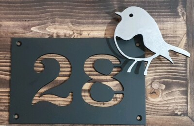Rustikale Rotkehlchen Haus Plakette Tür Tor Nummer Custom CNC Schild 3mm Stahl Baustahl 