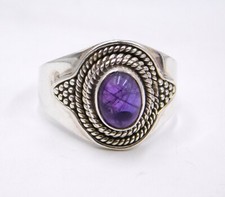 Natural Amethyst Gemstone 925 Sterling Silver Handmade Party Ring Size 8.3 US