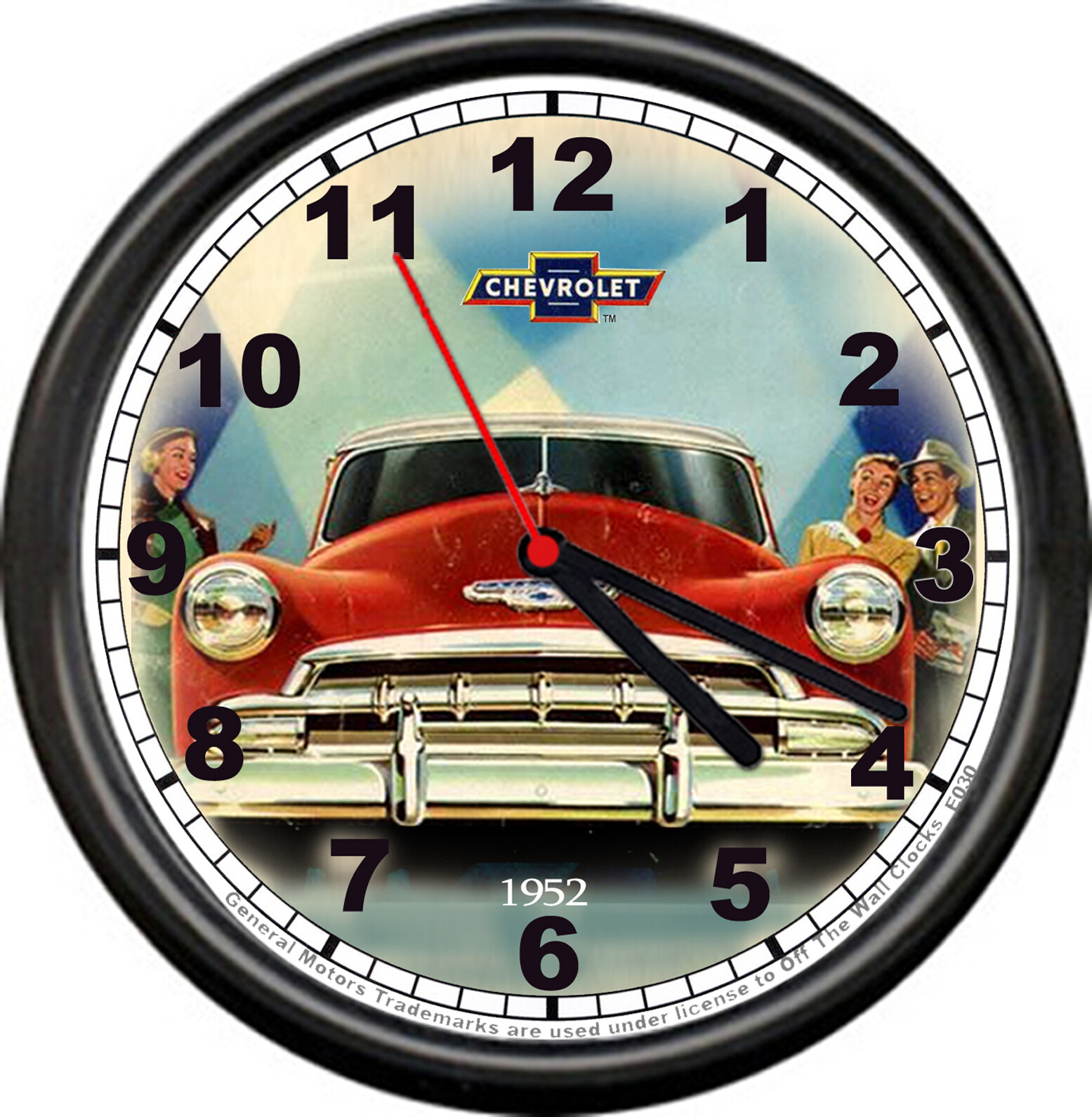 Licensed 1952 Classic Chevy Sedan Chevrolet General Motors Sign Wall Clock