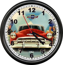 Licensed 1952 Classic Chevy Sedan Chevrolet General Motors Sign Wall Clock