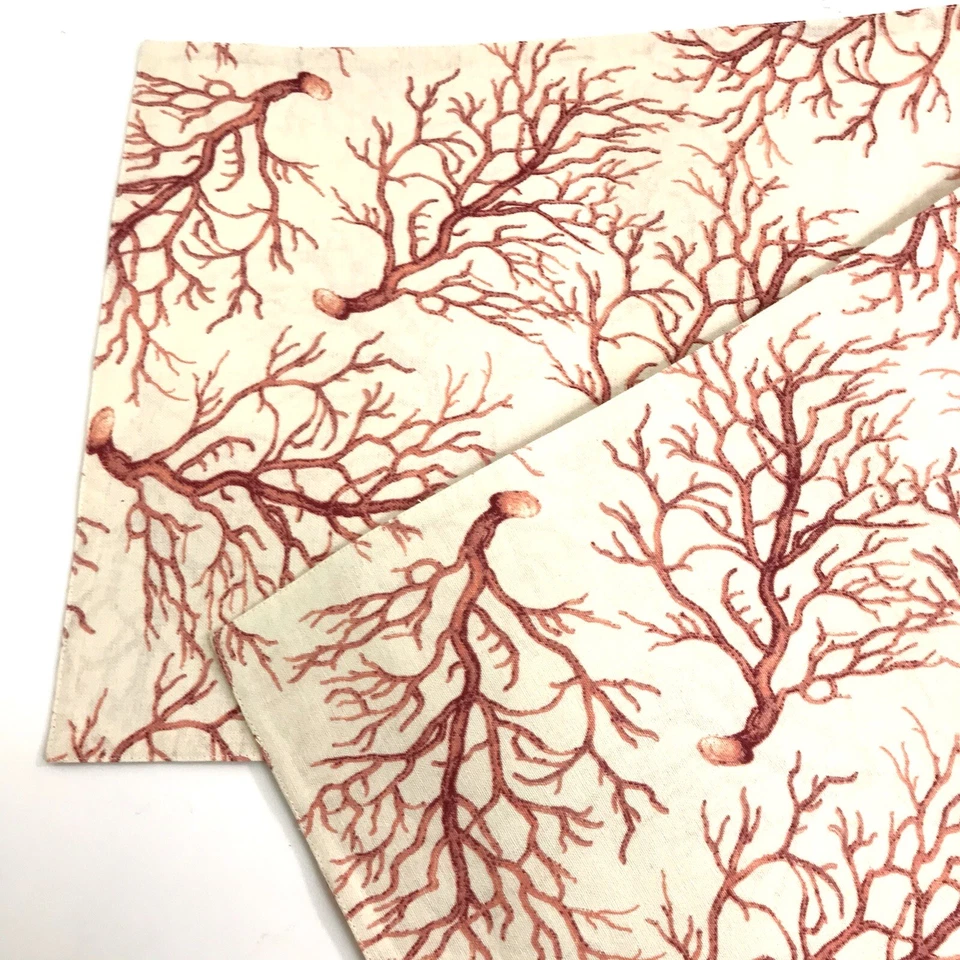 RAYMOND WAITES FABRIC Table RUNNER CORAL SEA LIFE Cotton Rectangle 14” X 72” NEW - Image 3 of 4