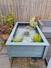 Raised Garden Pond w/Seat Top Rectangular Water Feature In Seagrass 160x100x54cm