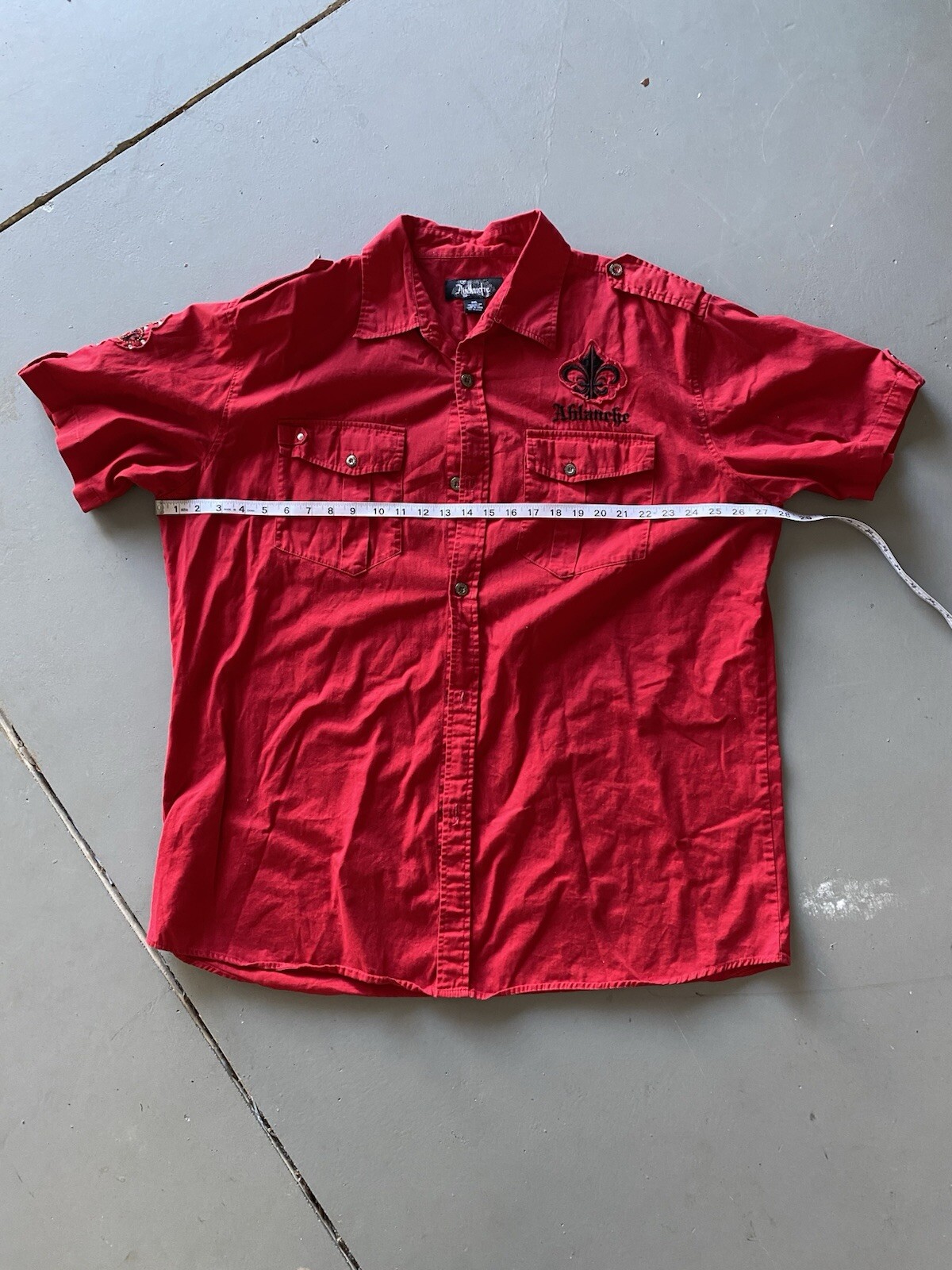 Ablanche Royalty Red Button Down Short Sleeve Shi… - image 4