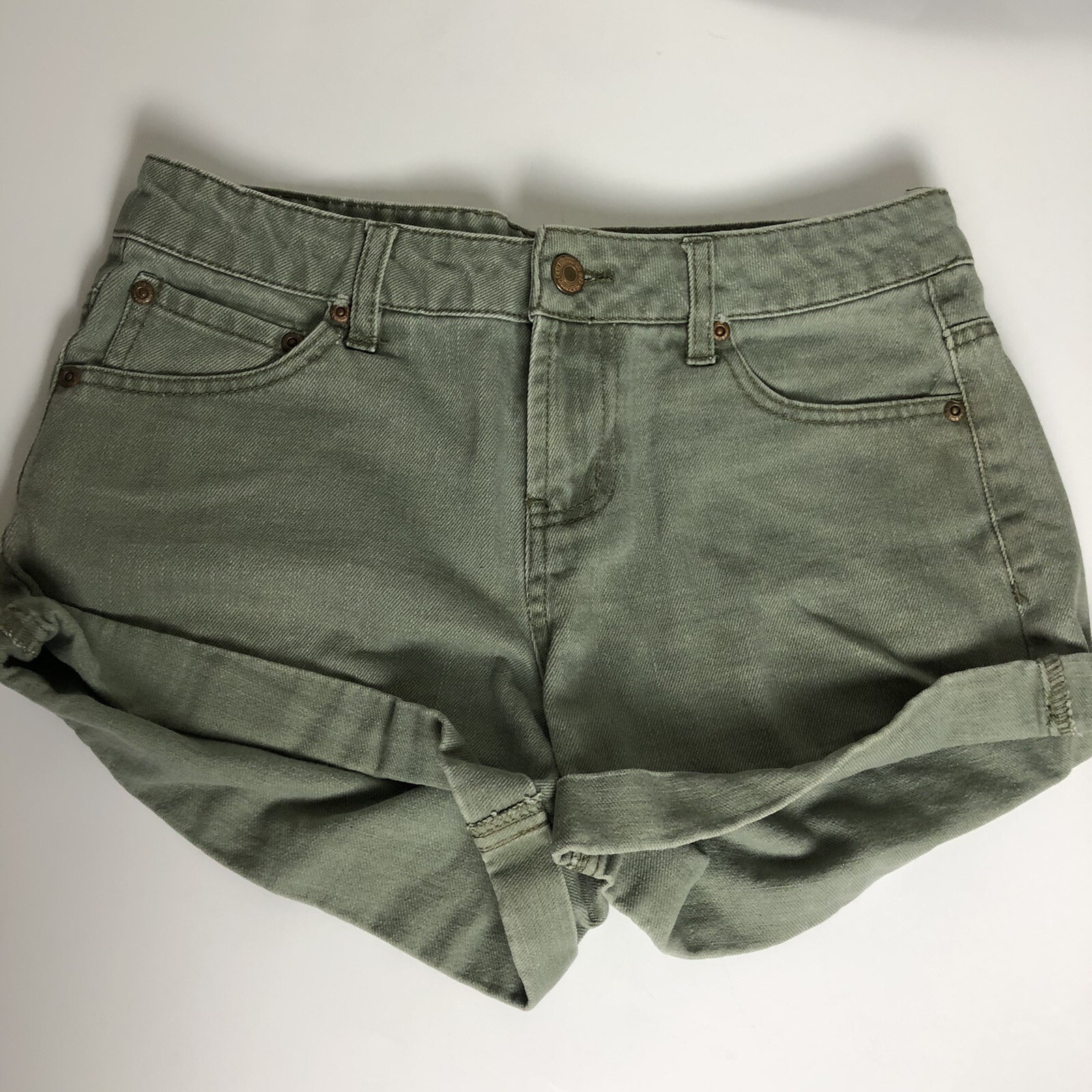 Jay Jays Denim Jean Booty Cuffed Shorts SIZE 11 Green Grey eBay