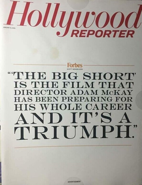 The Hollywood Reporter  The Big Short Triumph  January 15, 2016 New