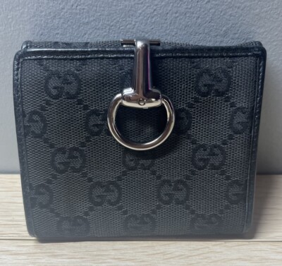 Authentic Gucci Black GG Canvas Bi-Fold Wallet