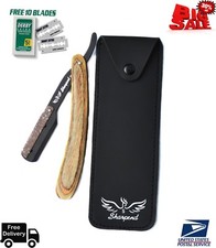 SMART STAINLESS STEEL BARBER CUT THROAT STRAIGHT RAZOR 10 DERBY BLADES CASE