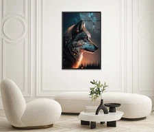 The Lone Wolf Gazes at The Twinkling Stars in The Sky Premium Quality Poster