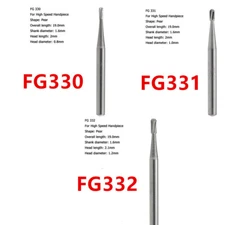 10Pc/Pk Dental Tungsten Carbide Bur For High Speed Handpiece Pear FG 330 331 332