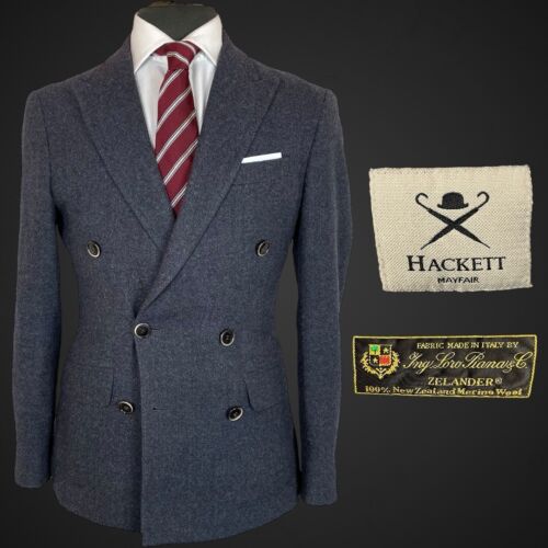 Hackett Mayfair Jacket Blazer 36R Double Breasted Tweed Wool Loro Piana Zelander - Picture 1 of 18