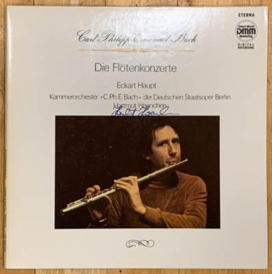 Signed by HARTMUT HAENCHEN C.P.E. Bach Flute Concertos Eterna 2 LP 729060-061
