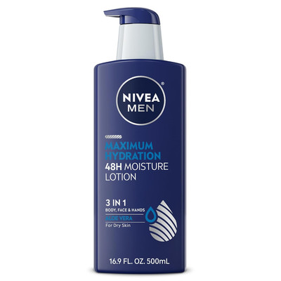 NIVEA Men Maximum Hydration 3-in-1 Nourishing Lotion - Body, Face, Hands - 16.9