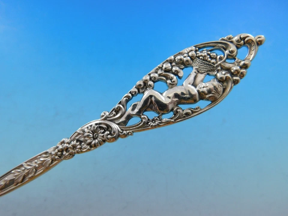 Cuchara sopera Labors of Cupido de Dominick and Haff de plata esterlina 7" Foto 3 de 4