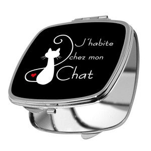 Miroir De Poche J Habite Chez Mon Chat 10 Couleurs Dispo Chaton Chatte Ebay