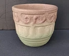 Vintage Mccoy ? Tri Colored Mustache Planter Red Tan And Green Color