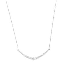 Curved Bar Lab Grown Diamond Pendant Necklace 14k White Gold Gift for Women