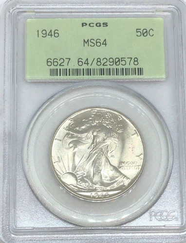 1946 Walking Liberty Half Dollar PCGS MS64 Old Green Holder