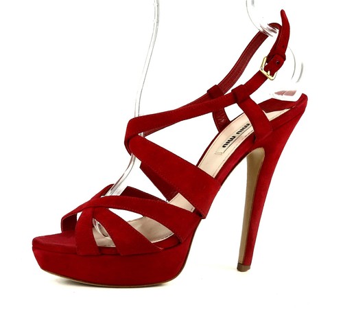 Miu Miu High Heel Suede Strappy Sandal 