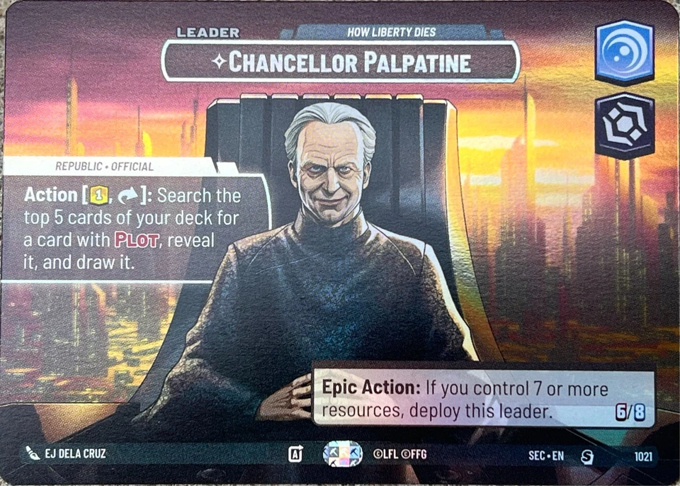 Star Wars Unlimited Chancellor Palpatine Showcase - Tarjeta Secrets of Power # 1021 Foto 2 de 4